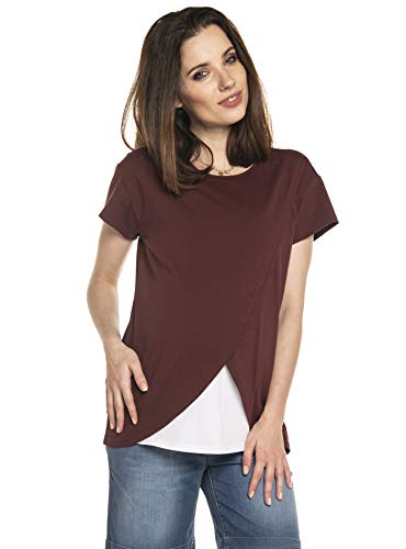 Be Mama - Maternity & Baby wear Stillshirt Baumwolle Umstandsshirt Sommer LAVIS, Kurzarm, rotbraun, XXL von Be Mama - Maternity & Baby wear