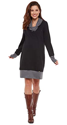 Be Mama - Maternity & Baby wear 2in1 Umstandskleid mit Stillfunktion, Sweatkleid, Pulloverkleid, Modell: Nella, schwarz, XXXXL von Be Mama - Maternity & Baby wear