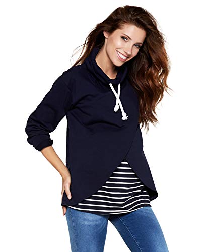 Be Mama - Maternity & Baby wear Damenpullover Baumwolle, Umstandspullover, Still-Pulli, Modell: LAVRENCE, dunkelblau, Größe XL von Be Mama - Maternity & Baby wear