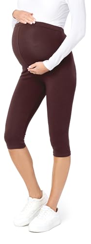 Be Mammy 3/4 Umstandsleggings aus Baumwolle BE20-229 (Braun, 3XL) von Be Mammy