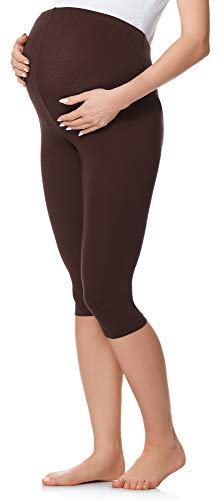 Be Mammy 3/4 Umstandsleggings aus Baumwolle BE20-229 (Braun, M) von Be Mammy