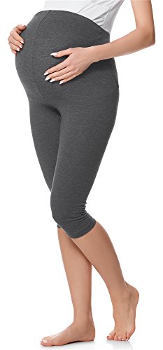 Be Mammy 3/4 Umstandsleggings aus Baumwolle BE20-229 (Dunkel Melange, 3XL) von Be Mammy