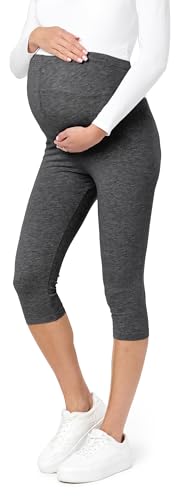 Be Mammy 3/4 Umstandsleggings aus Baumwolle BE20-229 (Dunkel Melange, S) von Be Mammy