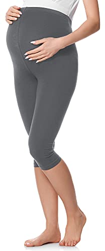 Be Mammy 3/4 Umstandsleggings aus Baumwolle BE20-229 (Grau, 3XL) von Be Mammy