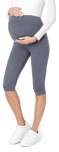 Be Mammy 3/4 Umstandsleggings aus Baumwolle BE20-229 (Grau, 4XL) von Be Mammy