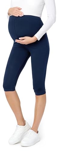 Be Mammy 3/4 Umstandsleggings aus Baumwolle BE20-229 (Marine, 4XL) von Be Mammy