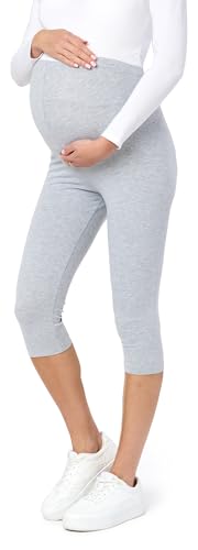 Be Mammy 3/4 Umstandsleggings aus Baumwolle BE20-229 (Melange, XL) von Be Mammy