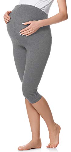 Be Mammy 3/4 Umstandsleggings aus Baumwolle BE20-229 (Mittel Melange, 3XL) von Be Mammy