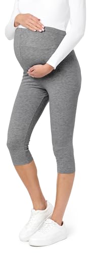 Be Mammy 3/4 Umstandsleggings aus Baumwolle BE20-229 (Mittel Melange, M) von Be Mammy