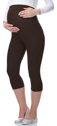 Be Mammy 3/4 Umstandsleggings aus Viskose BE-03 (Braun, 3XL) von Be Mammy