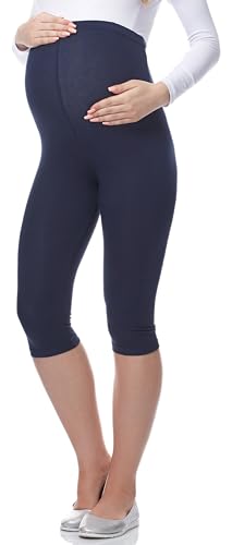 Be Mammy 3/4 Umstandsleggings aus Viskose BE-03 (Marine, XXL) von Be Mammy