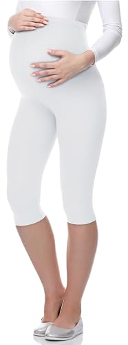 Be Mammy 3/4 Umstandsleggings aus Viskose BE-03 (Weiß, S) von Be Mammy