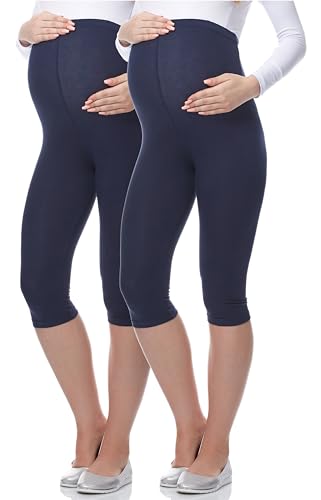 Be Mammy 3/4 Umstandsleggings aus Viskose BE-03 2er Pack (Dunkelblau/Dunkelblau, M) von Be Mammy