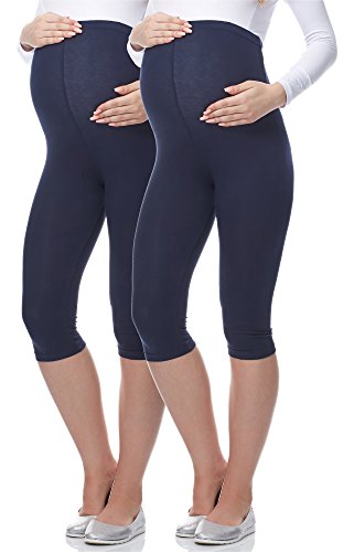 Be Mammy 3/4 Umstandsleggings aus Viskose BE-03 2er Pack (Dunkelblau/Dunkelblau, S) von Be Mammy