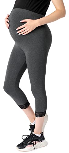 Be Mammy 3/4 Umstandsleggings aus Viskose BE20-161 (Dunkelmelange, L) von Be Mammy