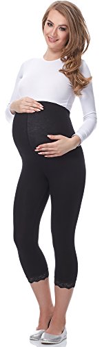 Be Mammy 3/4 Umstandsleggings aus Viskose BE20-161 (Schwarz, L) von Be Mammy