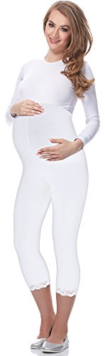 Be Mammy 3/4 Umstandsleggings aus Viskose BE20-161 (Weiß, S) von Be Mammy