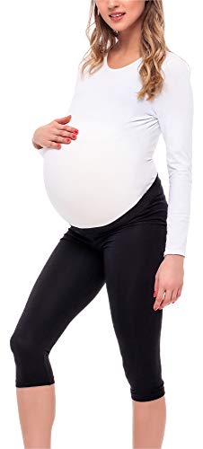 Be Mammy 3/4 Umstandsleggings aus Viskose BE20-254 (Schwarz, L) von Be Mammy