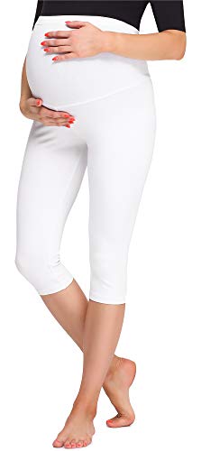 Be Mammy Damen 3/4 Umstandsleggings BE20-258(Weiß, XL) von Be Mammy