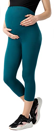 Be Mammy Damen 3/4 Umstandsleggings aus Bio-Baumwolle BE20-284 (Smaragdgrün, M) von Be Mammy