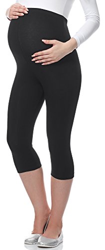 Be Mammy Damen 3/4 Umstandsleggings aus Viskose BE20-279 (Schwarz, M) von Be Mammy