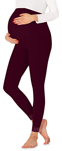 Be Mammy Damen 7/8 Umstandsleggings BE20-262(Weinrot,M) von Be Mammy