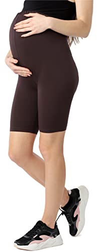 Be Mammy Damen Kurze Umstandsleggings aus Bio-Baumwolle BE20-285 (Braun, L) von Be Mammy