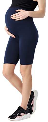 Be Mammy Damen Kurze Umstandsleggings aus Bio-Baumwolle BE20-285 (Dunkelblau, XL) von Be Mammy