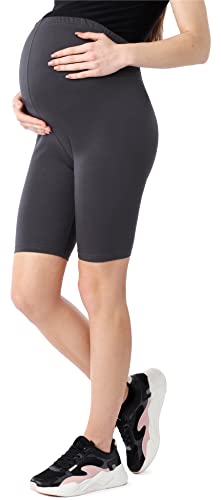 Be Mammy Damen Kurze Umstandsleggings aus Bio-Baumwolle BE20-285 (Graphite, 3XL) von Be Mammy