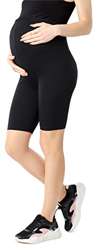 Be Mammy Damen Kurze Umstandsleggings aus Bio-Baumwolle BE20-285 (Schwarz, 3XL) von Be Mammy