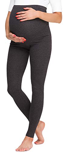 Be Mammy Damen Lange Umstandsleggings BE20-257(Dunkelmelange, XXL) von Be Mammy