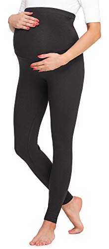 Be Mammy Damen Lange Umstandsleggings BE20-257(Schwarz, L) von Be Mammy