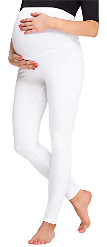 Be Mammy Damen Lange Umstandsleggings BE20-257(Weiß, S) von Be Mammy