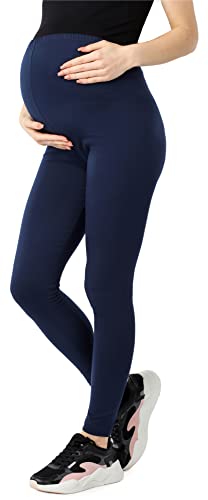 Be Mammy Damen Lange Umstandsleggings aus Bio-Baumwolle BE20-283 (Dunkelblau, 3XL) von Be Mammy