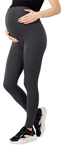 Be Mammy Damen Lange Umstandsleggings aus Bio-Baumwolle BE20-283 (Graphite, 4XL) von Be Mammy