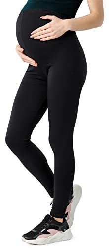 Be Mammy Damen Lange Umstandsleggings aus Bio-Baumwolle BE20-283 (Schwarz, 3XL) von Be Mammy