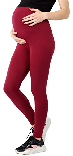 Be Mammy Damen Lange Umstandsleggings aus Bio-Baumwolle BE20-283 (Weinrot, XL) von Be Mammy