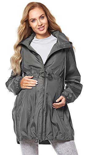 Be Mammy Damen Parka Übergangsjacke Herbstjacke Umstandsjacke BE20-213 (Grau, 36) von Be Mammy