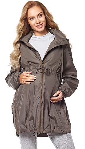 Be Mammy Damen Parka Übergangsjacke Herbstjacke Umstandsjacke BE20-213 (Khaki, 38) von Be Mammy