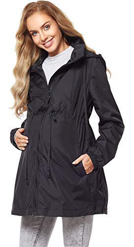 Be Mammy Damen Parka Übergangsjacke Herbstjacke Umstandsjacke BE20-213 (Schwarz, 36) von Be Mammy