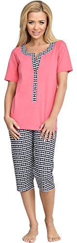 Be Mammy Damen Schlafanzug Stillpyjama H2L2N2 (Coral-1, S) von Be Mammy