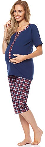 Be Mammy Damen Schlafanzug Stillpyjama H2L2N2 (Dunkelblau, L) von Be Mammy