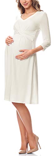 Be Mammy Damen Umstandskleid BE20-222(Ecru, L) von Be Mammy