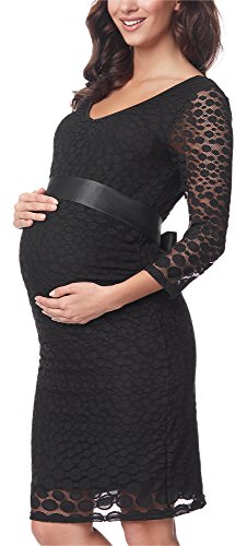 Be Mammy Damen Umstandskleid Maternity Schwangerschaftskleid BE20-209 (Schwarz, M) von Be Mammy