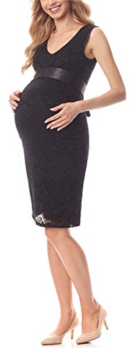 Be Mammy Damen Umstandskleid Maternity Schwangerschaftskleid BE20-232 (Schwarz, L) von Be Mammy