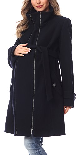 Be Mammy Damen Umstandsmantel Wolle Wintermantel BE20-225 (Dunkelblau, 38) von Be Mammy