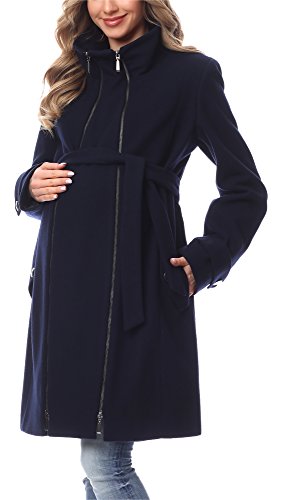 Be Mammy Damen Umstandsmantel Wolle Wintermantel BE20-225 (Marineblau, 38) von Be Mammy