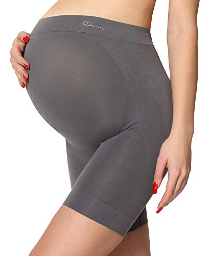 Be Mammy Damen Umstandsmode Hohe Taille Umstandsshorts ohne seitliche Nähte Unterwäsche Schwangerschaft 06 15 (Graphite, M) von Be Mammy