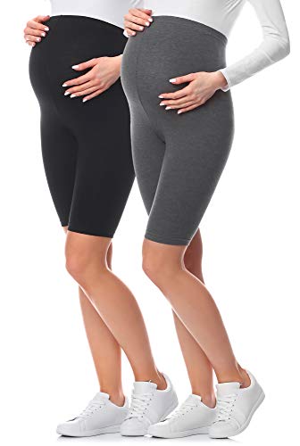 Be Mammy Kurze Umstandsleggings aus Baumwolle 2Pack BE20-228 (2Pack Schwarz/Dunkelmelange, S) von Be Mammy