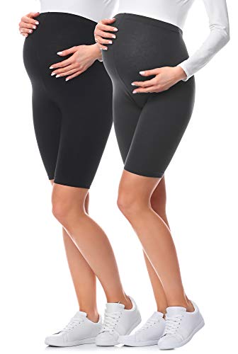 Be Mammy Kurze Umstandsleggings aus Baumwolle 2Pack BE20-228 (2Pack Schwarz/Graphite, S) von Be Mammy